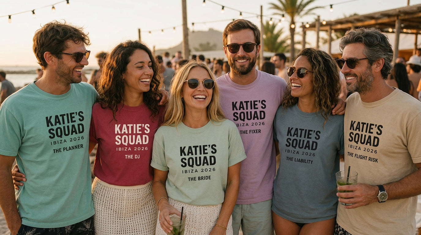 Squad in matching tees