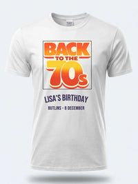 Personalised We Love the 70s Big Weekender Tee — white tee, front view