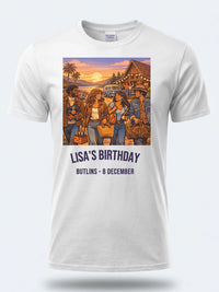 Personalised We Love the 70s Big Weekender Tee — white tee, front view