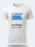 Personalised Back to 2000s Big Weekender Tee — white tee, front view