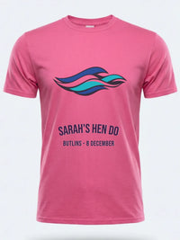 Personalised Don't Tell Mama Big Weekender Tee — pink tee, front view
