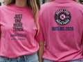Personalised Bugged Out Big Weekender Tee — azalea tee, front and back view