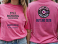 Personalised Bugged Out Big Weekender Tee — azalea tee, front and back view