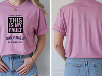Personalised Weekender Unisex Tee — azalea tee, front and back view