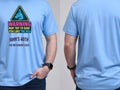 Personalised Banter Tee — carolina blue tee, front and back view