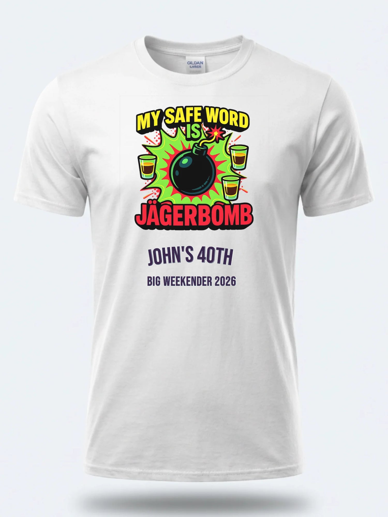 Personalised Banter Tee — white tee, front view
