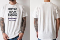 Personalised Bugged out Tee — natural tee, front and back view