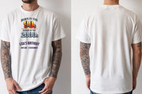 Personalised 90s Tee — natural tee, front and back view