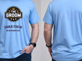 Personalised Weekender Unisex Tee — carolina blue tee, front and back view