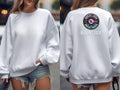 Personalised 90s Tee — white sweatshirt, front and back view