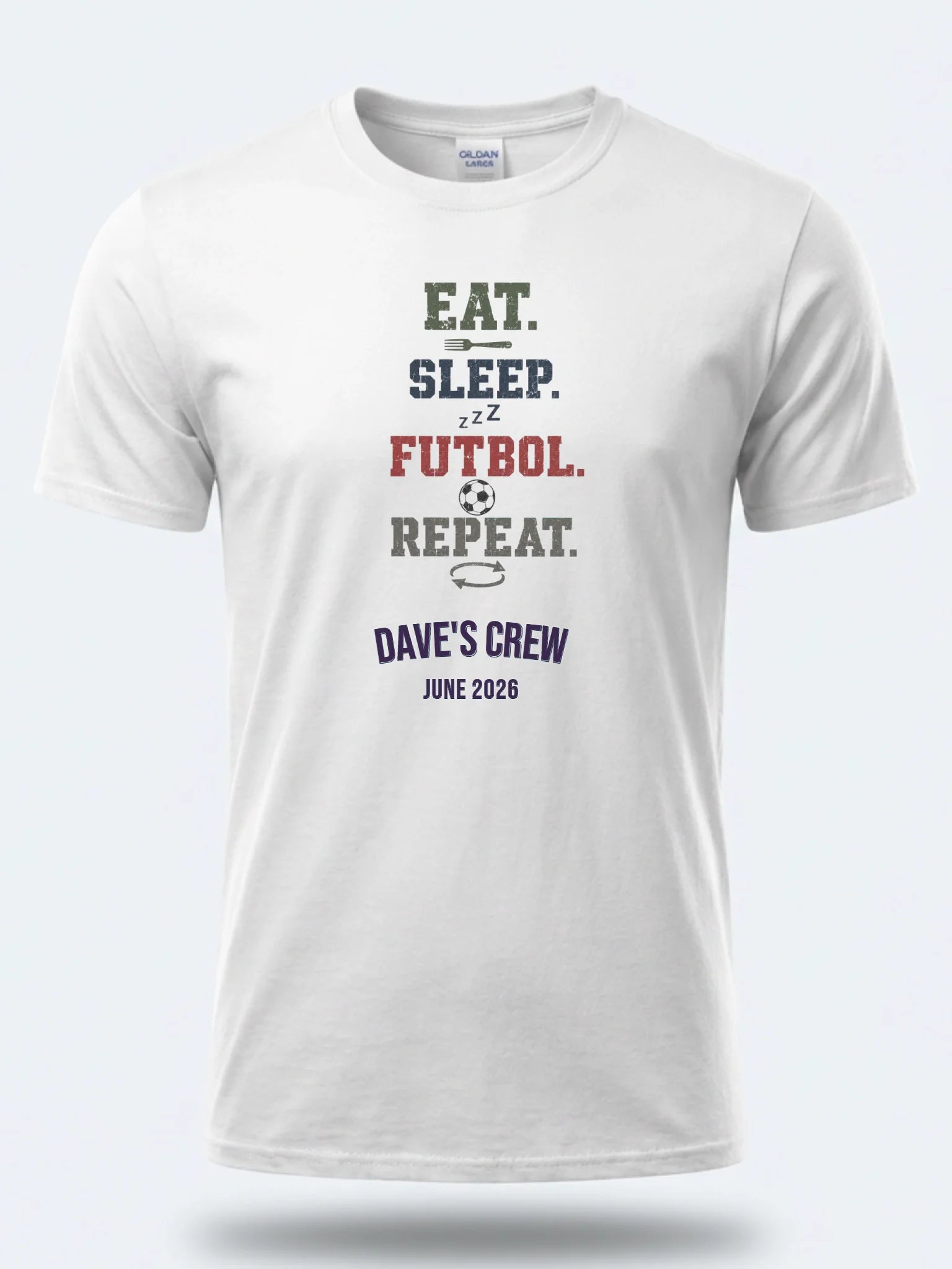 Personalised Summer of Soccer Tee | Eat Sleep Futbol Repeat 2026 | Top