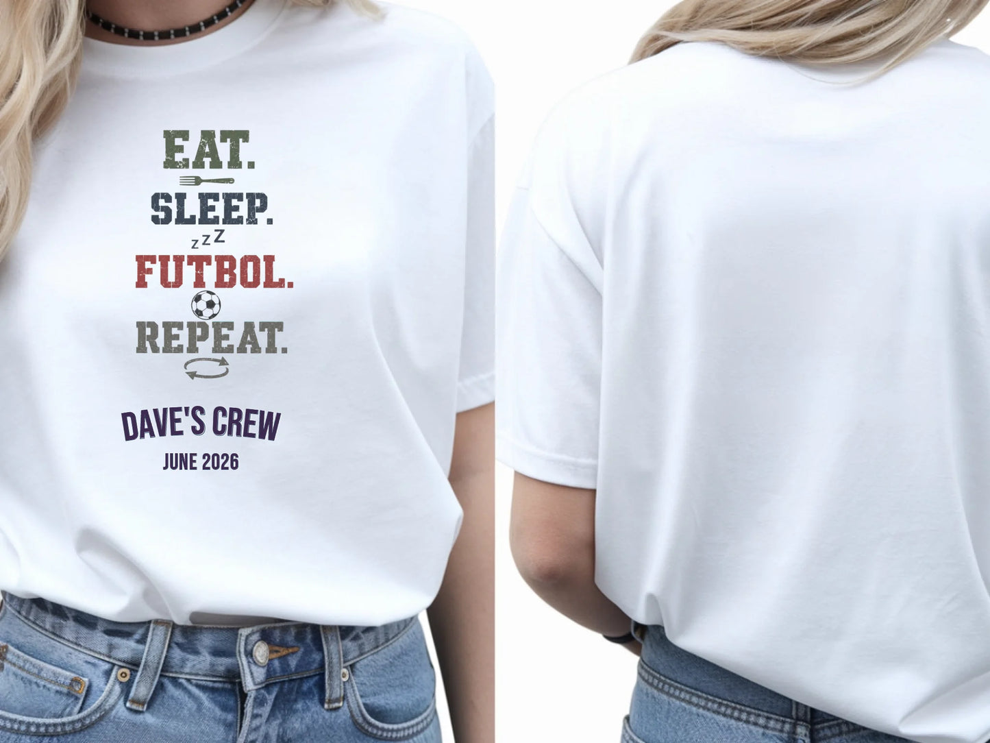 Personalised Summer of Soccer Tee | Eat Sleep Futbol Repeat 2026 | Top