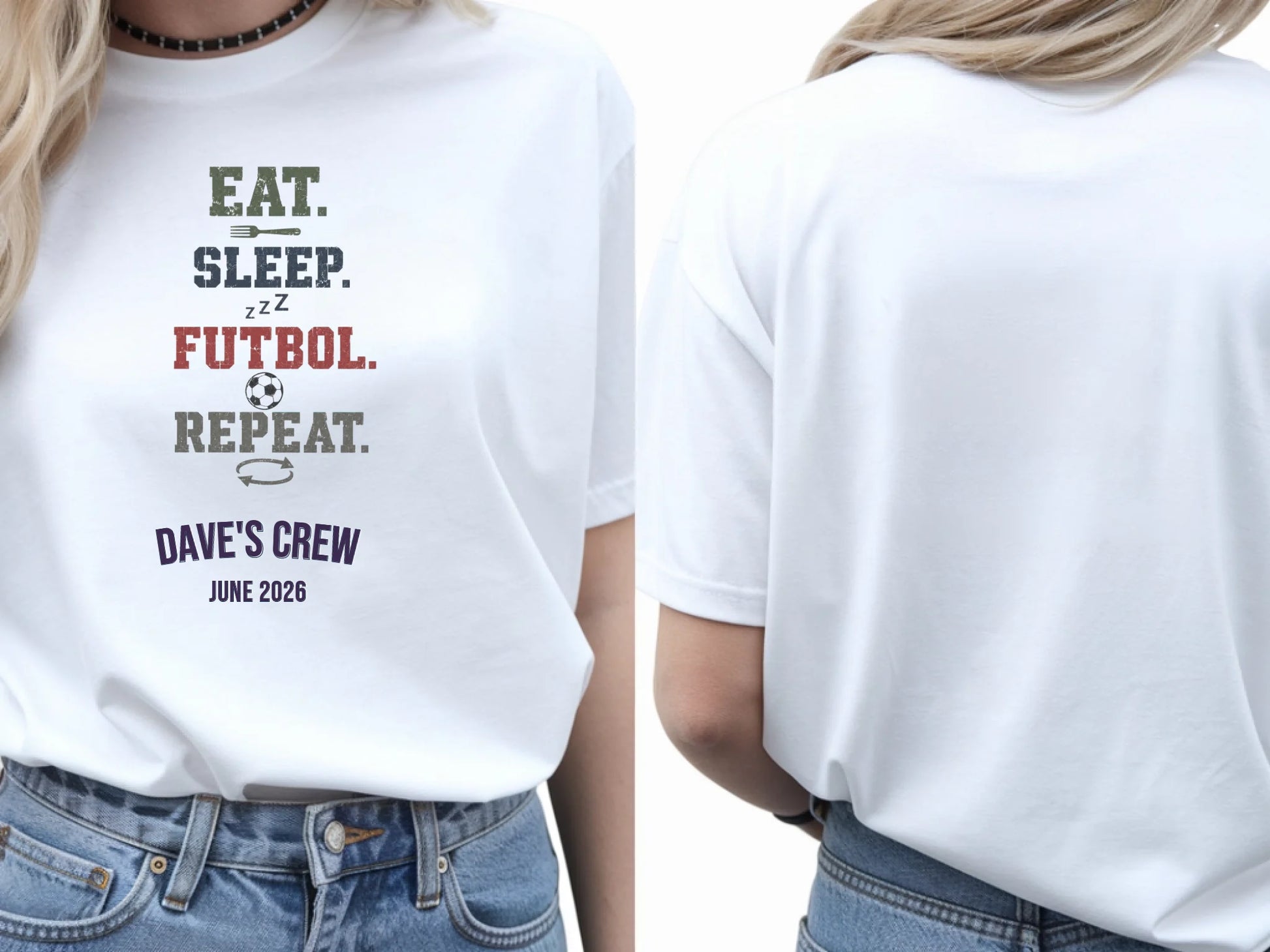 Personalised Summer of Soccer Tee | Eat Sleep Futbol Repeat 2026 | Top