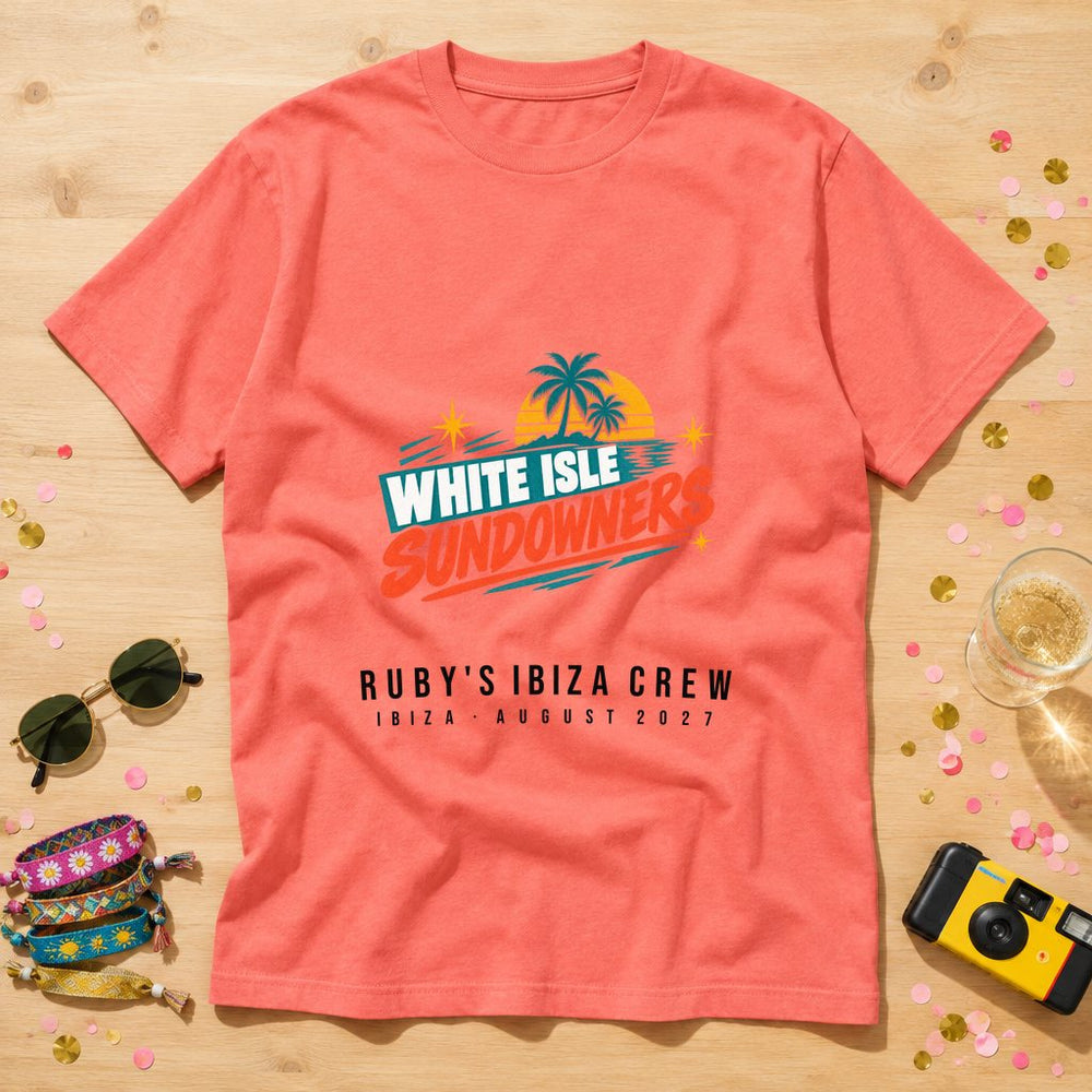 White Isle Sundowners — Personalised Ibiza T-Shirt