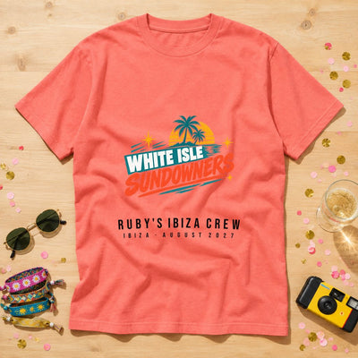 White Isle Sundowners — Personalised Ibiza T-Shirt