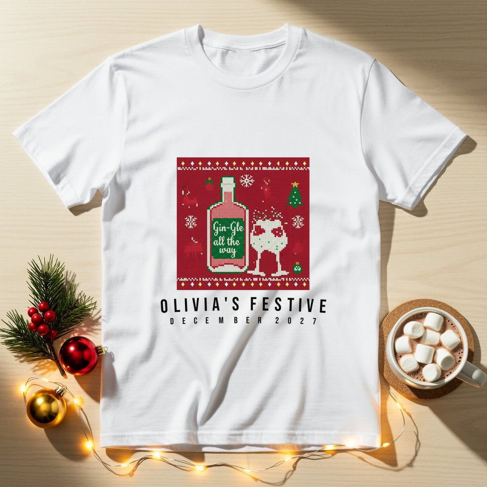 Gin-gle Way Personalized Christmas T-Shirt