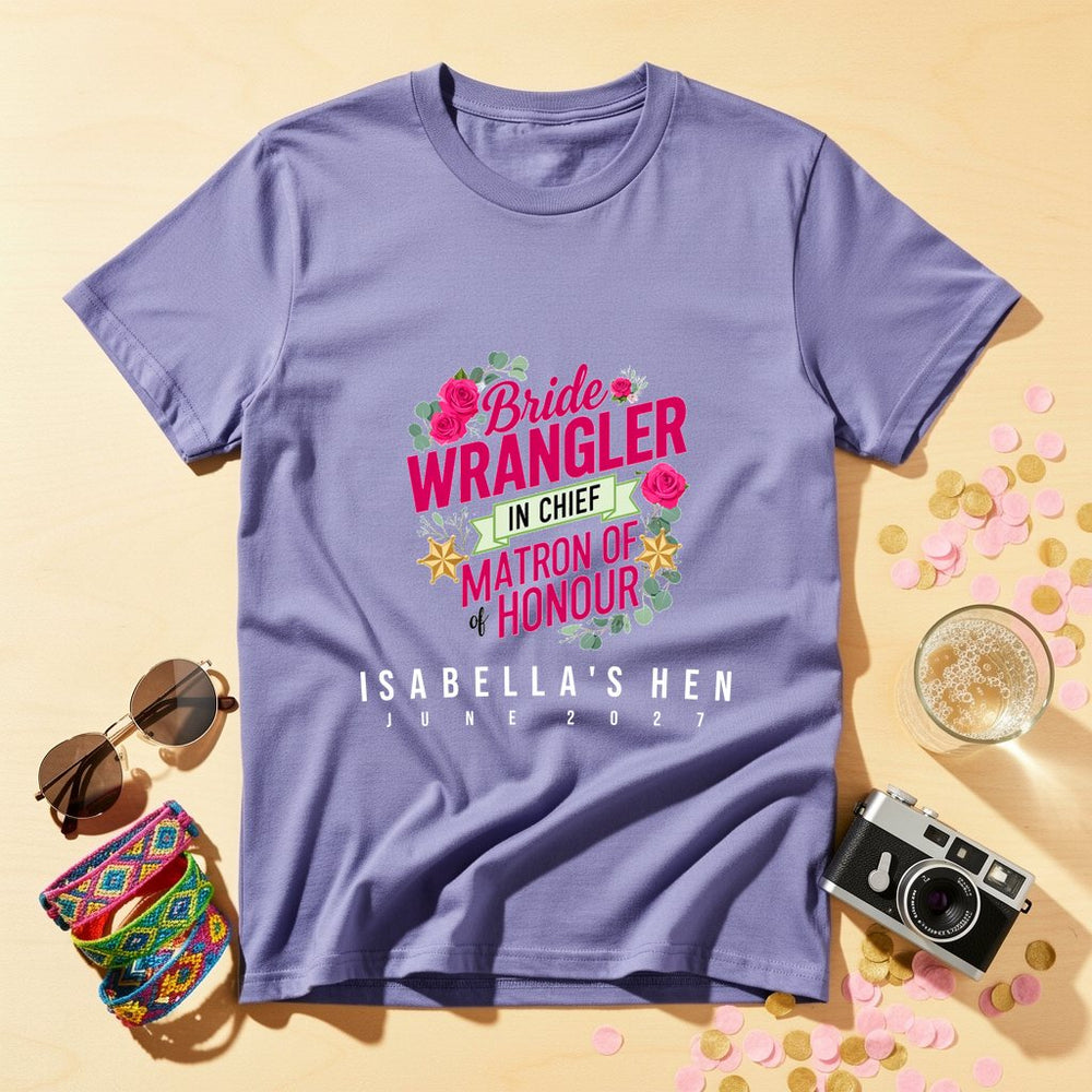 Bride Wrangler Chief Personalized Bachelorette T-Shirt