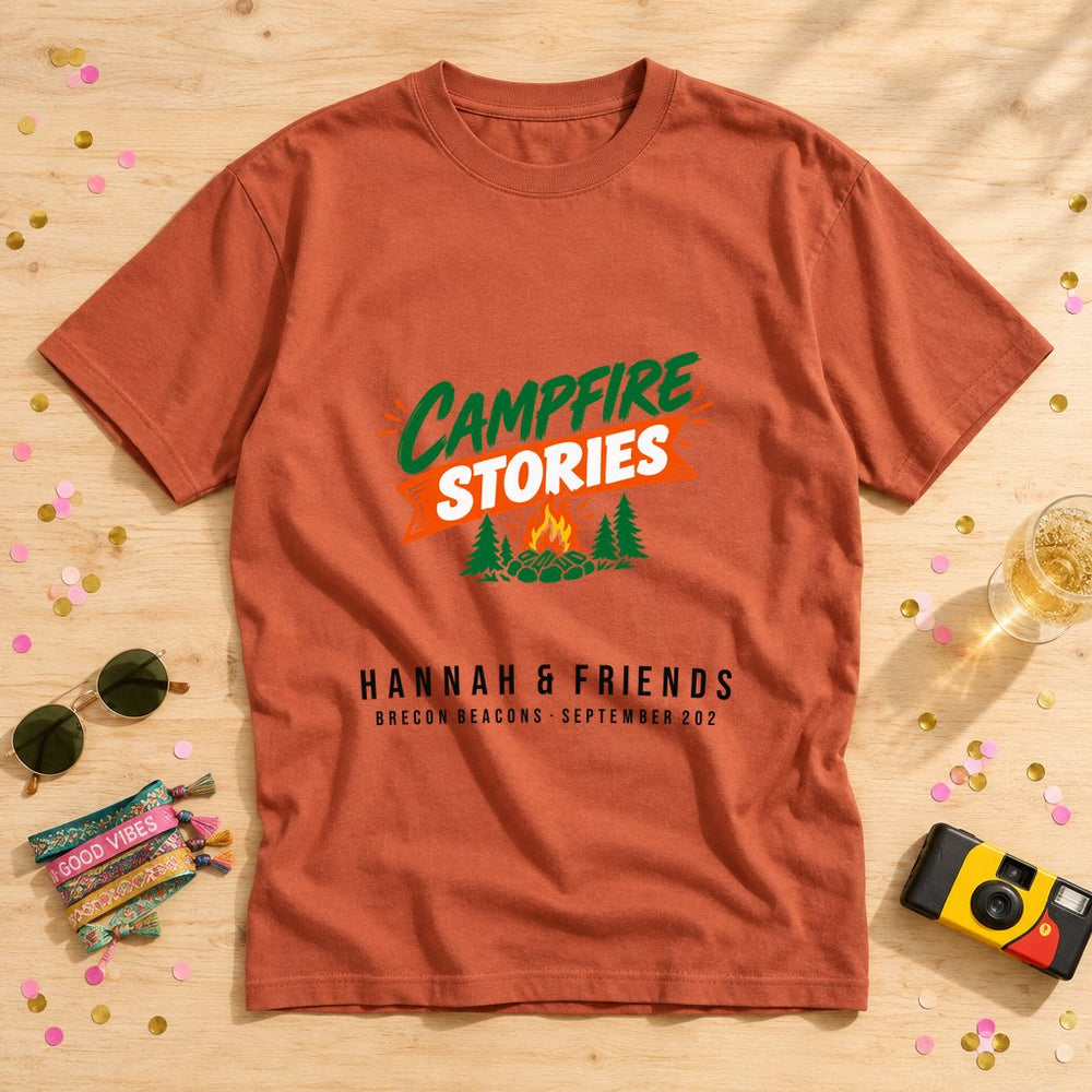 Campfire Scene — Personalised Hen Do T-Shirt