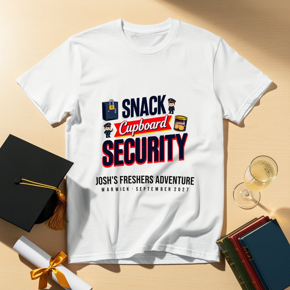 Snack Cupboard Security Personalized Freshers T-Shirt