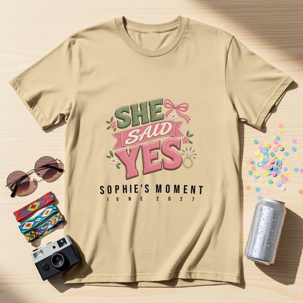 She Said Yes — Personalised Engagement T-Shirt