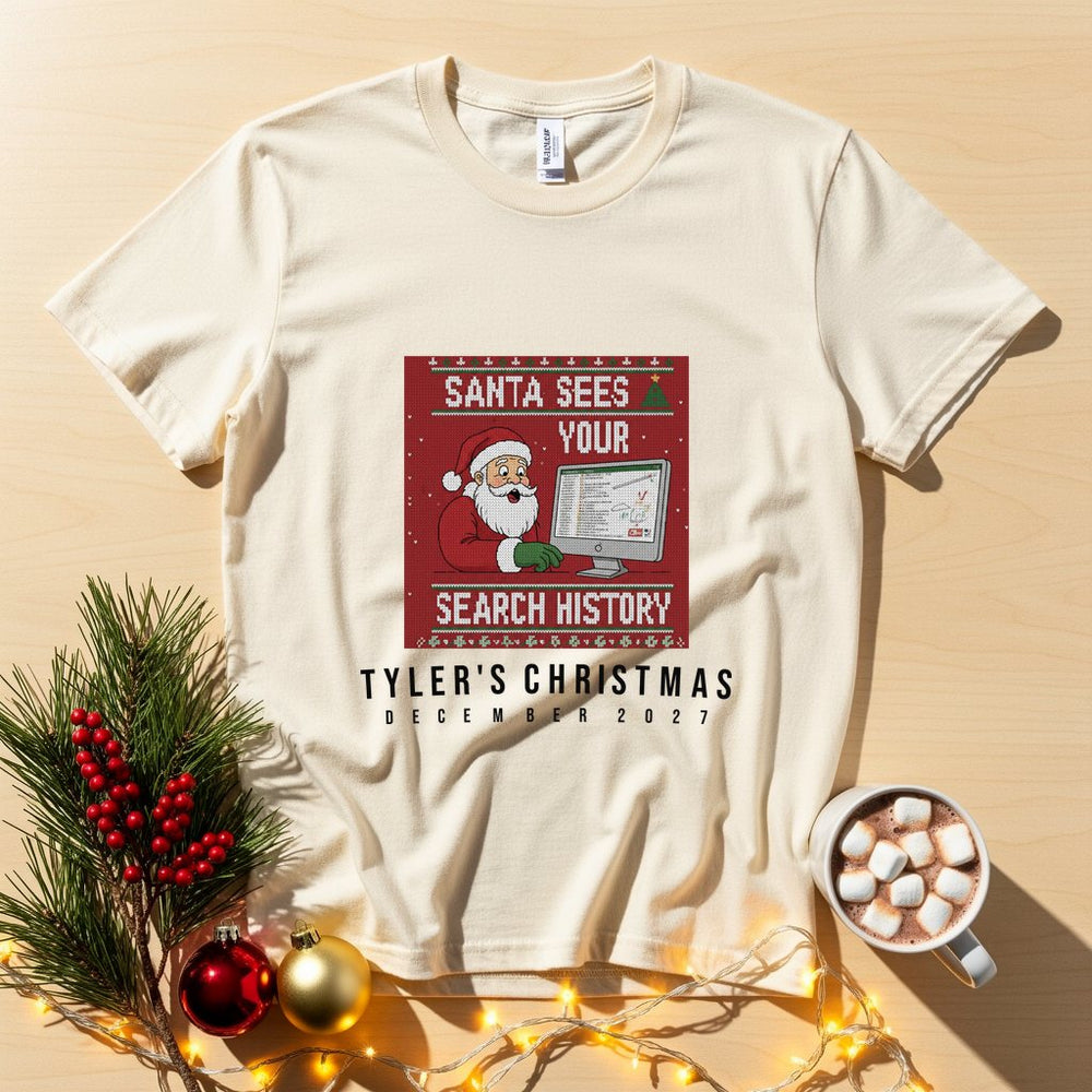 Santa Sees Personalized Christmas T-Shirt