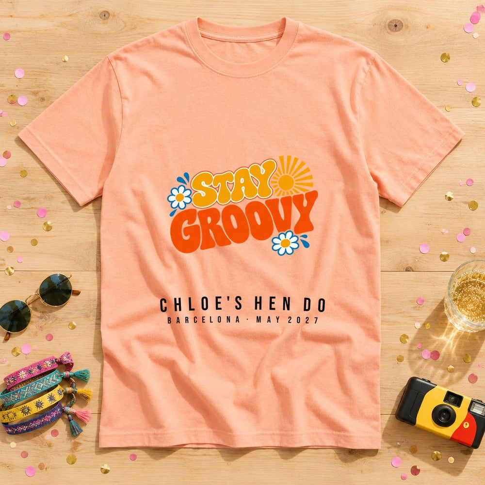 Groovy Daisy Frame — Personalised Hen Do T-Shirt