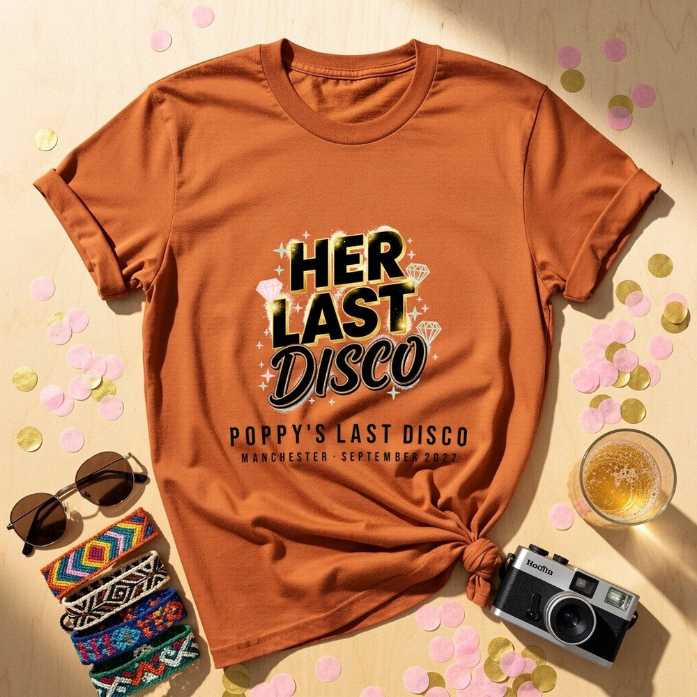 Her Last Disco Personalized Bachelorette T-Shirt