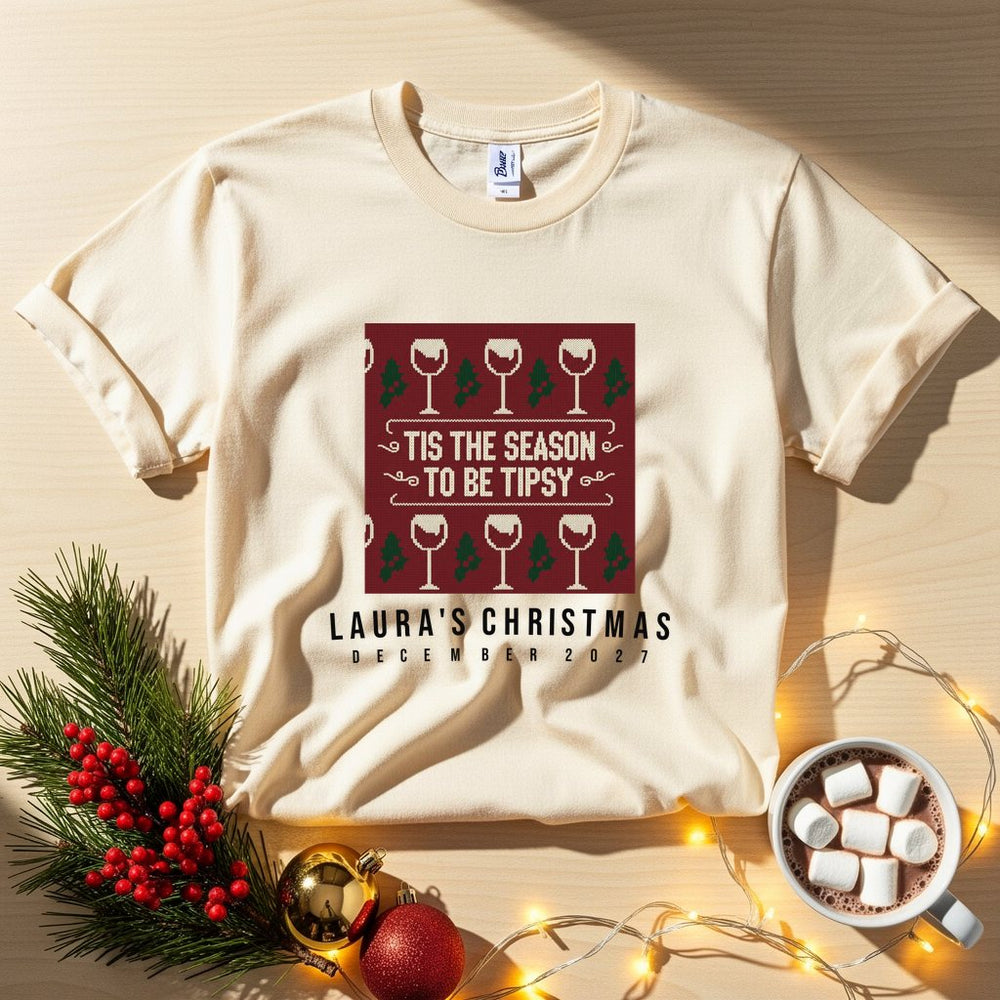 Tipsy Season Personalized Christmas T-Shirt