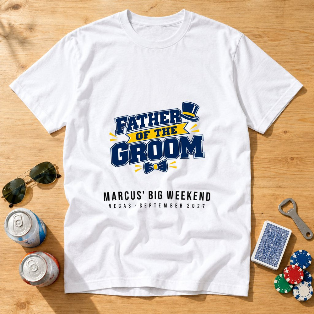 Father of the Groom — Top Hat Crest — Personalised Wedding T-Shirt