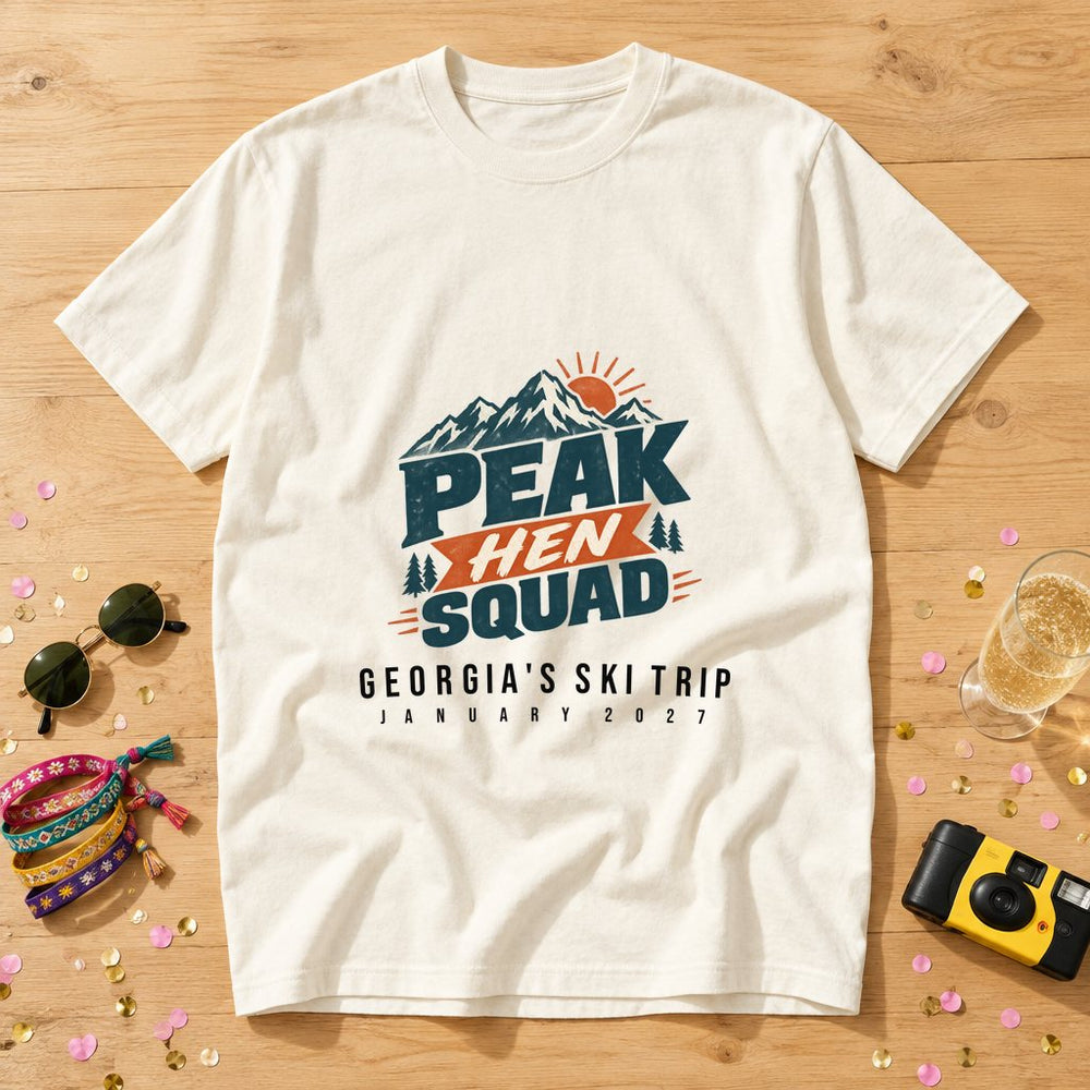 Minimal Mountain — Personalised Hen Do T-Shirt
