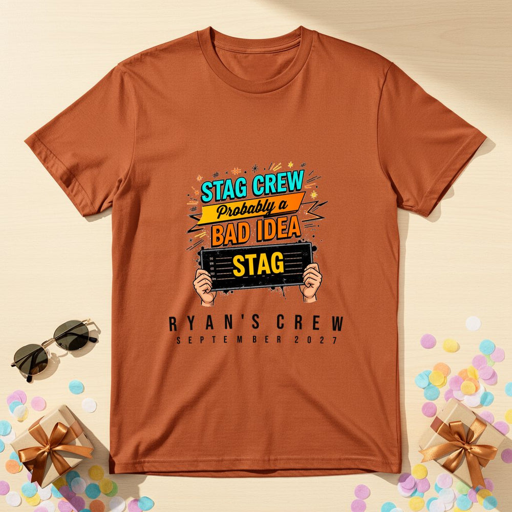 Bad Idea Mugshot Personalized Bachelor Party T-Shirt