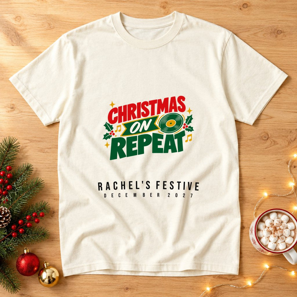 Mums Playlist on Repeat — Personalised Christmas T-Shirt