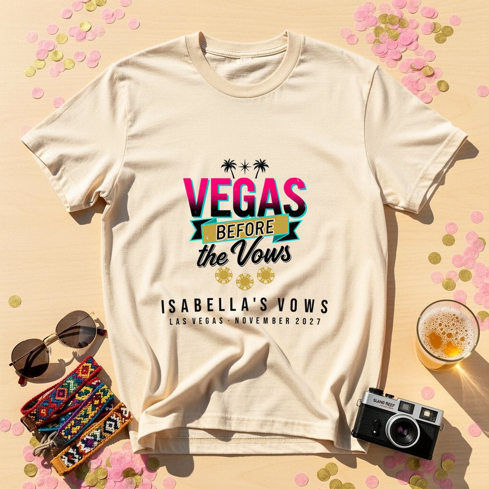Vegas Vows Marquee Personalized Bachelorette T-Shirt