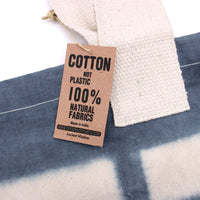 Natural Tye-Dye Cotton Bag (8oz) - 38x42x12cm - Blue Flower - Blue Handle Dress Loud
